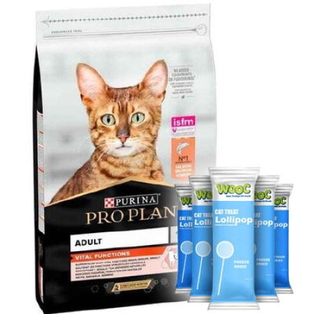 Pro Plan Somonlu Yetişkin Kedi Maması 10 Kg + 5 Adet Wooc Kedi Ödülü Lolipop