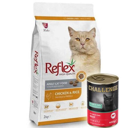 Reflex Chicken Tavuk Etli Kedi Maması 15 Kg + 5 Adet Challenge 400 Gr Konserve