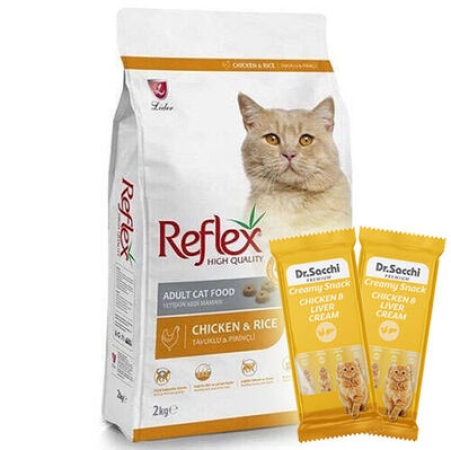 Reflex Chicken Tavuk Etli Kedi Maması 15 Kg + 5 Adet Dr Sacchi 4 lü Creamy Ödül