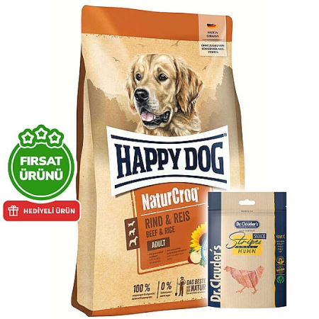 Happy Dog NaturCroq Biftekli Köpek Maması 15 Kg + 2 Adet Dr. Clauders Ödül 80 Gr