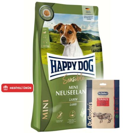Happy Dog Mini Neuseeland Küçük Irk Köpek Maması 4 Kg + Dr. Clauders Biftekli Ödül Küpleri 80 Gr