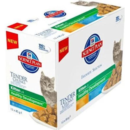 Hills Tender Chunks Kitten Tavuklu Yavru Kedi Yaş Maması 85 Gr - (12 Adet)