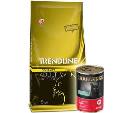 Trendline Gourmet Multi Color Renkli Kedi Maması 15 Kg + 5 Adet Challenge 400 Gr Konserve