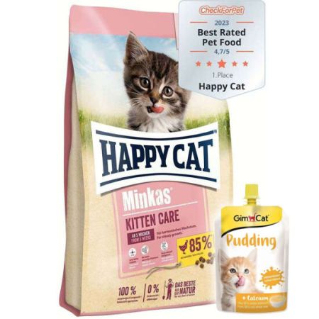 Happy Cat Minkas Kitten Yavru Kedi Maması 10 Kg + 2 Adet Gimcat Kedi Pudingi 150 Gr