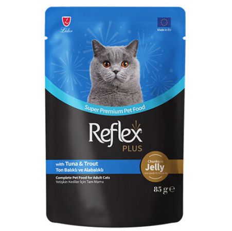 Reflex Plus Pouch Jelly Ton ve Alabalıklı Jöleli Kedi Yaş Maması 85 Gr