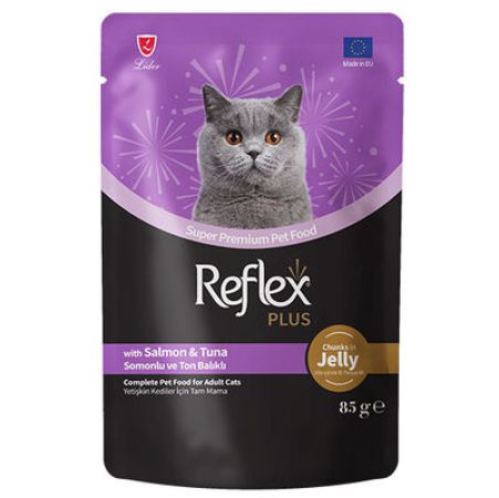 Reflex Plus Pouch Jelly Ton ve Somonlu Jöleli Kedi Yaş Maması 85 Gr