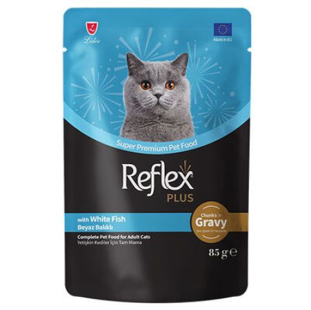 Reflex Plus Pouch Gravy Beyaz Balıklı Soslu Kedi Yaş Maması 85 Gr