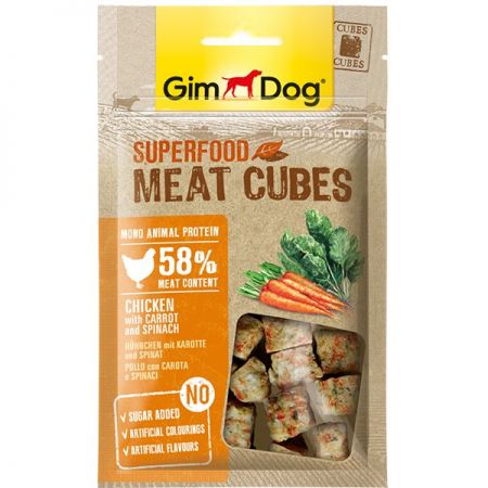 Gimdog Super Food Meat Cubes Tavuklu ve Havuçlu Köpek Ödülü 40 Gr