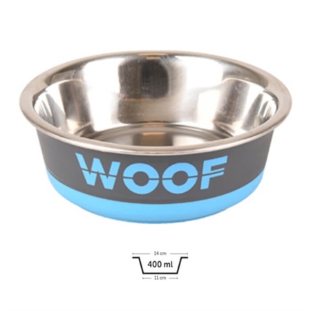 Flamingo Woof Köpek Mama Kabı Gri-Mavi 400 ML