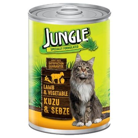 Jungle Kuzu Etli ve Sebzeli Yetişkin Konserve Kedi Maması 415 Gr