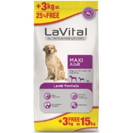 La Vital Kuzu Etli Büyük Irk Yetişkin Köpek Maması 12 + 3 KG