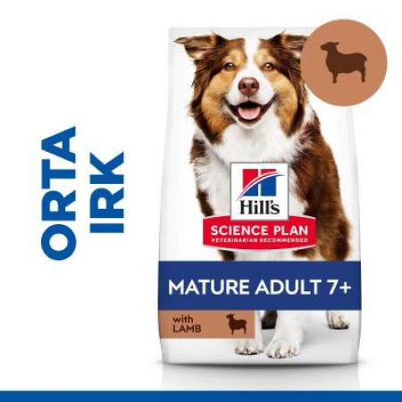 Hill's SCIENCE PLAN +7 Yaşlı Orta Irk Kuzulu ve Pirinçli Köpek Maması 12 kg + 2 kg