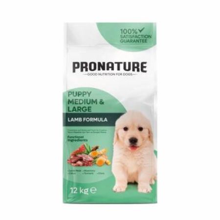 Pronature Kuzu Etli ve Pirinçli Orta ve Büyük Irk Yavru Köpek Maması 10 Kg + 2 Kg Bonus Paket