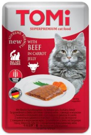 Tomi Kedi Dana Eti ve Havuç Tahılsız Pouch Mama 100 gr (Pate)
