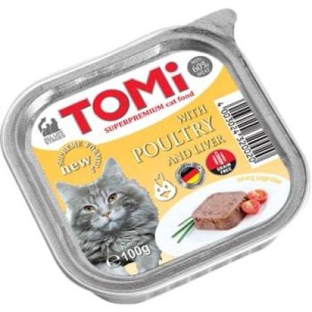Tomi Kedi Kümes Hayvanı ve Ciğerli Alüminyum Yaş Mama 100 gr (Pate)