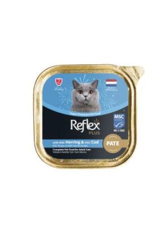 Reflex Plus Alu Tray Ringa ve Morina Balıklı Kıyılmış Pate Yetişkin Kedi Yaş Maması 85 Gr