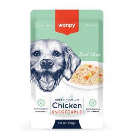 Wanpy Pouch Tavuk ve Sebzeli Yetişkin Köpek Konservesi 100 gr