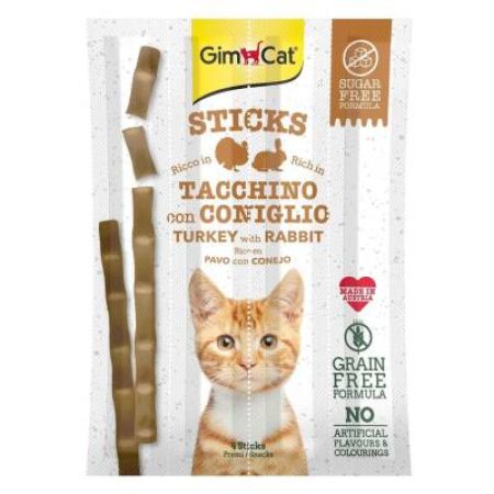 Gimcat Hindili Tavşanlı Tahılsız Kedi Ödül Çubuğu .4Lü 20 Gr