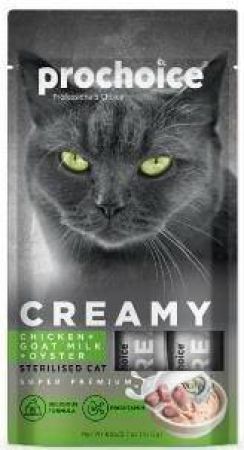 Prochoice Creamy Tavuklu ve Keçi Sütlü Sıvı Krema Kısırlaştırılmış Kedi Ödülü 4 X 15 gr