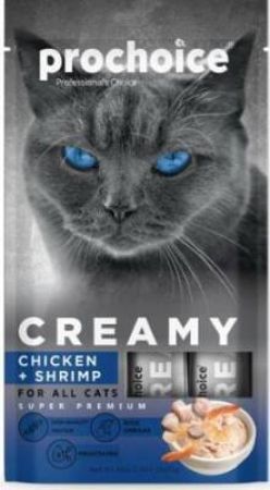 Prochoice Creamy Tavuklu ve Karidesli Sıvı Krema Kedi Ödülü 4 X 15 gr