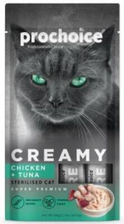 Prochoice Creamy Tavuklu ve Ton Balıklı Sıvı Krema Kedi Ödülü 4 X 15 gr