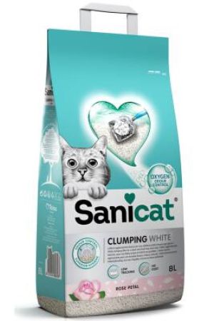 SaniCat Clumping White Gül KokuluTopaklanan Bentonit Kedi Kumu 8 lt