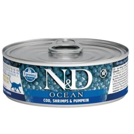 N&D Ocean Morina Balığı Karides Balkabağı Yavru Kedi Konservesi 80 gr