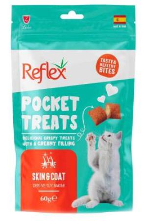 Reflex Pocket Treats Deri ve Tüy Bakımı Yetişkin Kedi Ödül Maması 60 gr