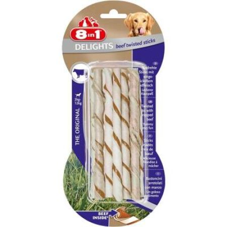 8in1 Delights Beef Twisted Sticks Biftekli Burgu Köpek Ödül Kemiği 10'lu 55 gr