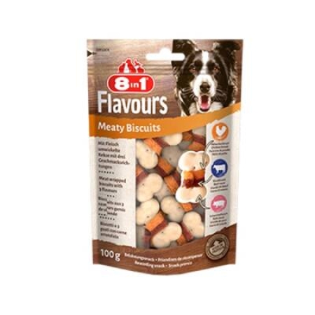 8in1 Flavours Meaty Biscuits Kıtır Köpek Ödül Maması 100 gr