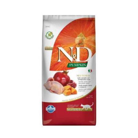 N&D Pumpkin Tahılsız Bıldırcın Etli Bal Kabaklı ve Narlı Kısırlaştırılmış Kedi Maması 5 Kg