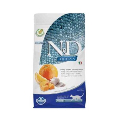 N&D Ocean Balkabaklı Ringa Balık ve Portakallı Yetişkin Kedi Maması 1,5 kg