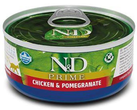 N&D Prime Tahılsız Tavuk ve Narlı Yetişkin Kedi Konservesi 70 Gr