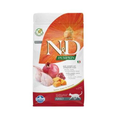 N&D Pumpkin Tahılsız Bıldırcın Etli Bal Kabaklı ve Narlı Yetişkin Kedi Maması 1.5 Kg