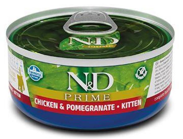 N&D Prime Tahılsız Tavuk ve Narlı Yavru Yaş Kedi Konservesi 80 gr