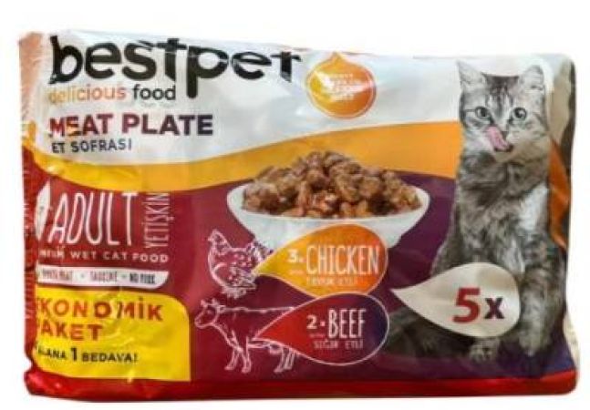 Bestpet Etli Çeşitler Ecopack Yetişkin Kedi Konservesi 4 Adet +1 Adet Hediyeli