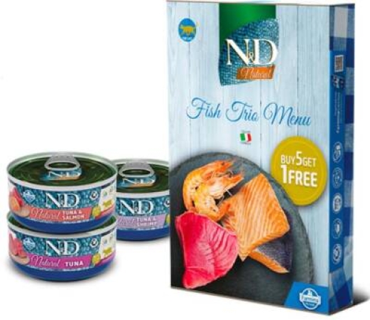 N&D Balık Çeşitleri Kedi Konservesi 70 gr (6 AL 5 ÖDE)