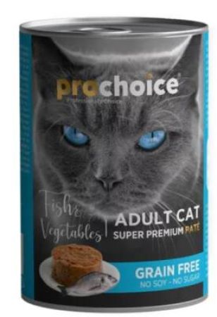 ProChoice Balık Etli Sebzeli  Tahılsız Ezme Yetişkin Kedi Konservesi 400 gr