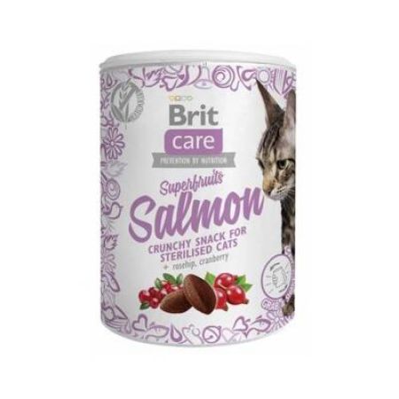 Brit Care Superfruits Glütensiz, Somonlu ve Kızılcıklı Kıtır Kısırlaştırılmış Kedi Ödül Maması 100 gr