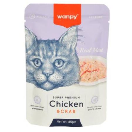 Wanpy Pouch Tavuklu Yengeçli Kedi Konservesi 85 gr