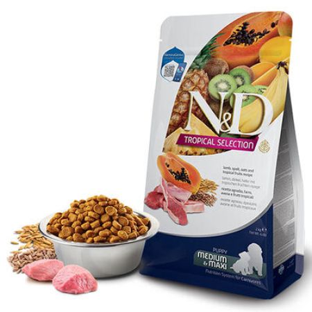 N&D Tropical Selection Kuzu Etli ve Tropikal Meyveli Orta ve Büyük Irk Yavru Köpek Maması 10 Kg 