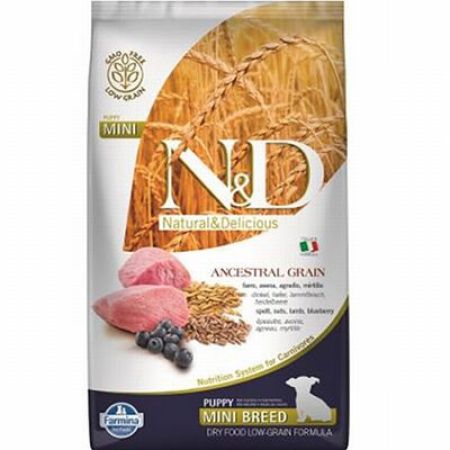 N&D Ancestral Grain Mini Puppy Kuzulu Yaban Mersinli Küçük Irk Düşük Tahıllı Yavru Köpek Maması 2,5 Kg 