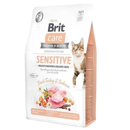 Brit Care Sensitive Hypoallergenic Hindili ve Somonlu Tahılsız Yetişkin Kedi Maması 7 Kg 