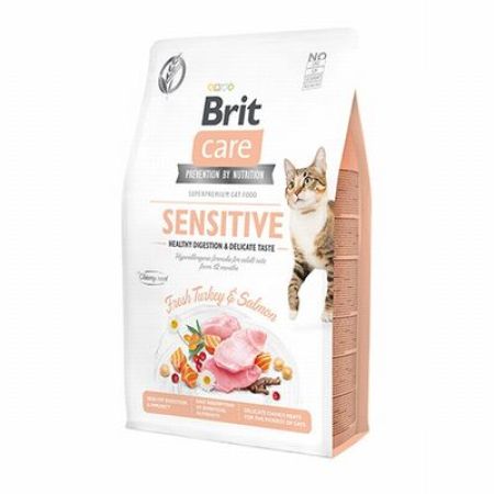 Brit Care Sensitive Hypoallergenic Hindili ve Somonlu Tahılsız Yetişkin Kedi Maması 2 Kg 