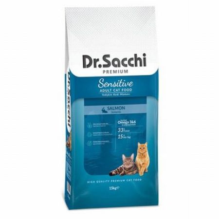 Dr.Sacchi Premium Sensitive Somonlu Yetişkin Kedi Maması 15 Kg 