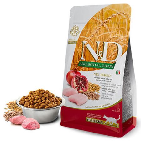 N&D Ancestral Grain Tavuklu Narlı Düşük Tahıllı Kısırlaştırılmış Kedi Maması 5 Kg 