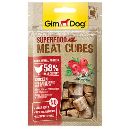 Gimdog Meat Cubes Kızılcıklı ve Biberiyeli Tavuk Köpek Ödülü 40 Gr