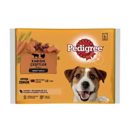 Pedigree Pouch Sığır Etli Kuzulu ve Hindili Yetişkin Köpek Konservesi 4x100 Gr 