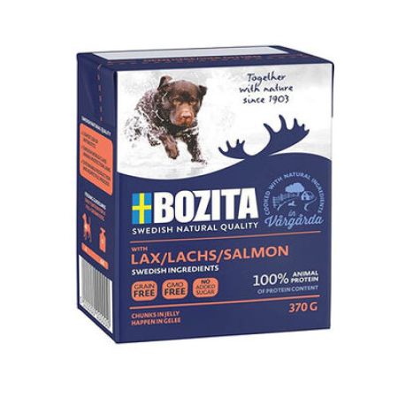 Bozita Chunks Jelly Natural Soslu Parça Somonlu Tahılsız Yetişkin Köpek Konservesi 370 Gr 