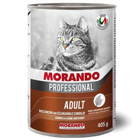 Morando Professional Av Hayvanlı ve Tavşanlı Yetişkin Kedi Konservesi 12 Adet 405 Gr 